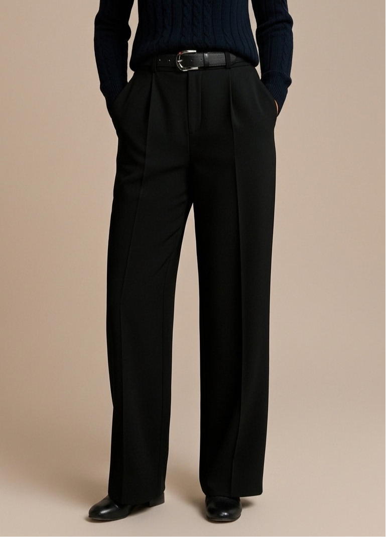 PLEATED TROUSERS BLACK FOR HER