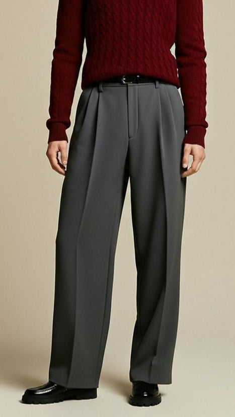 PLEATED TROUSERS GREY FOR HIM