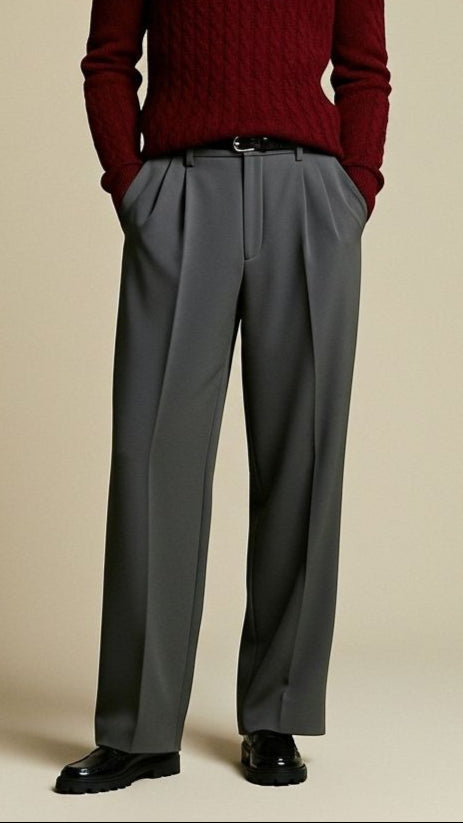 PLEATED TROUSERS GREY FOR HIM