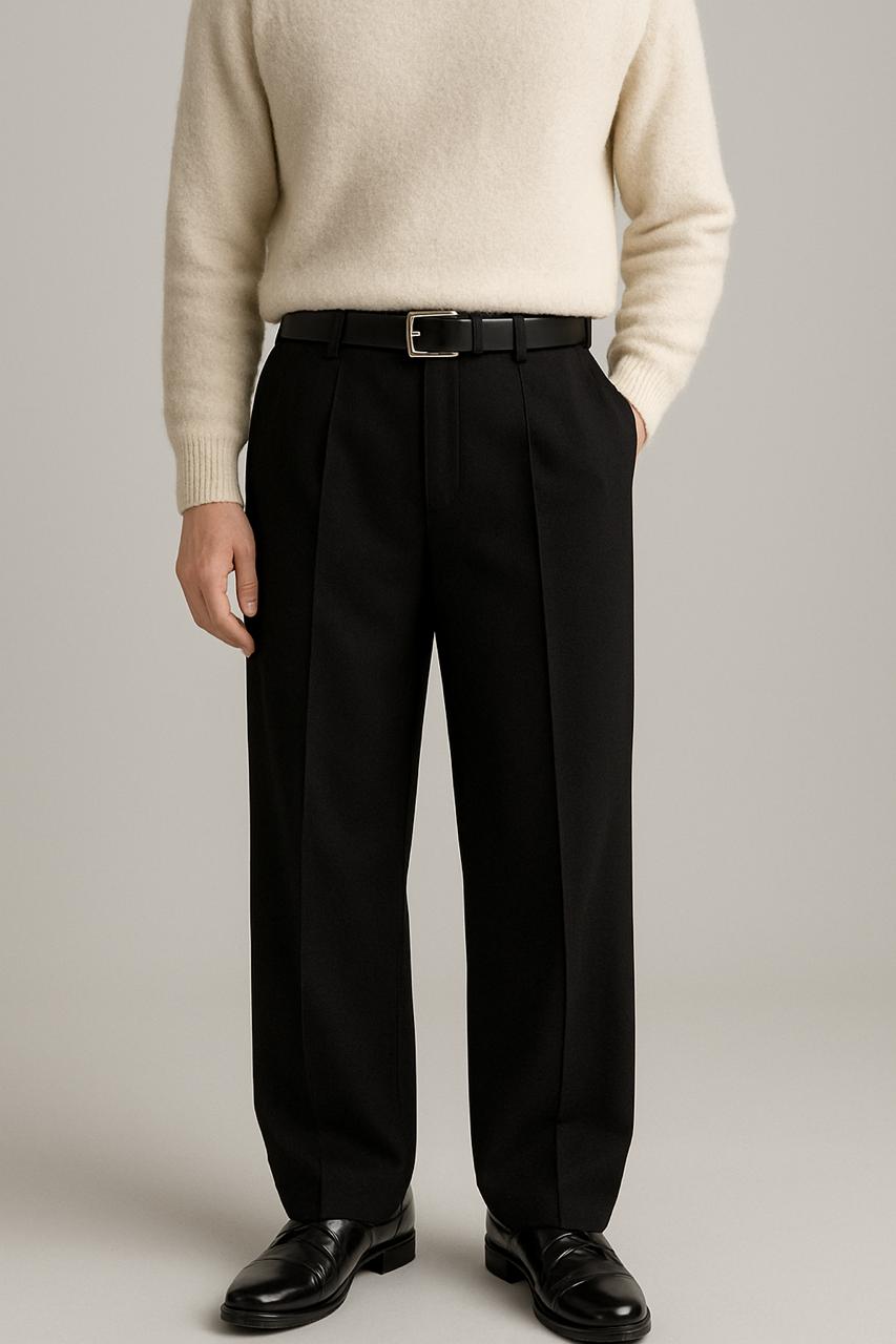 PLEATED TROUSERS BLACK FOR HIM